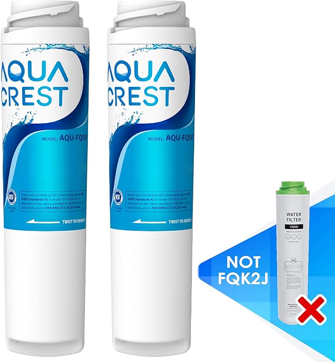 AQUACREST FQSVF FQSVN Under Sink Water Filter, Replacement for GE FQSVF, FQSVN, FQSLF, GXSV65R, NSF 42 Certified (2 Pack), Model No.AQU-FF23-VF, Package May Vary