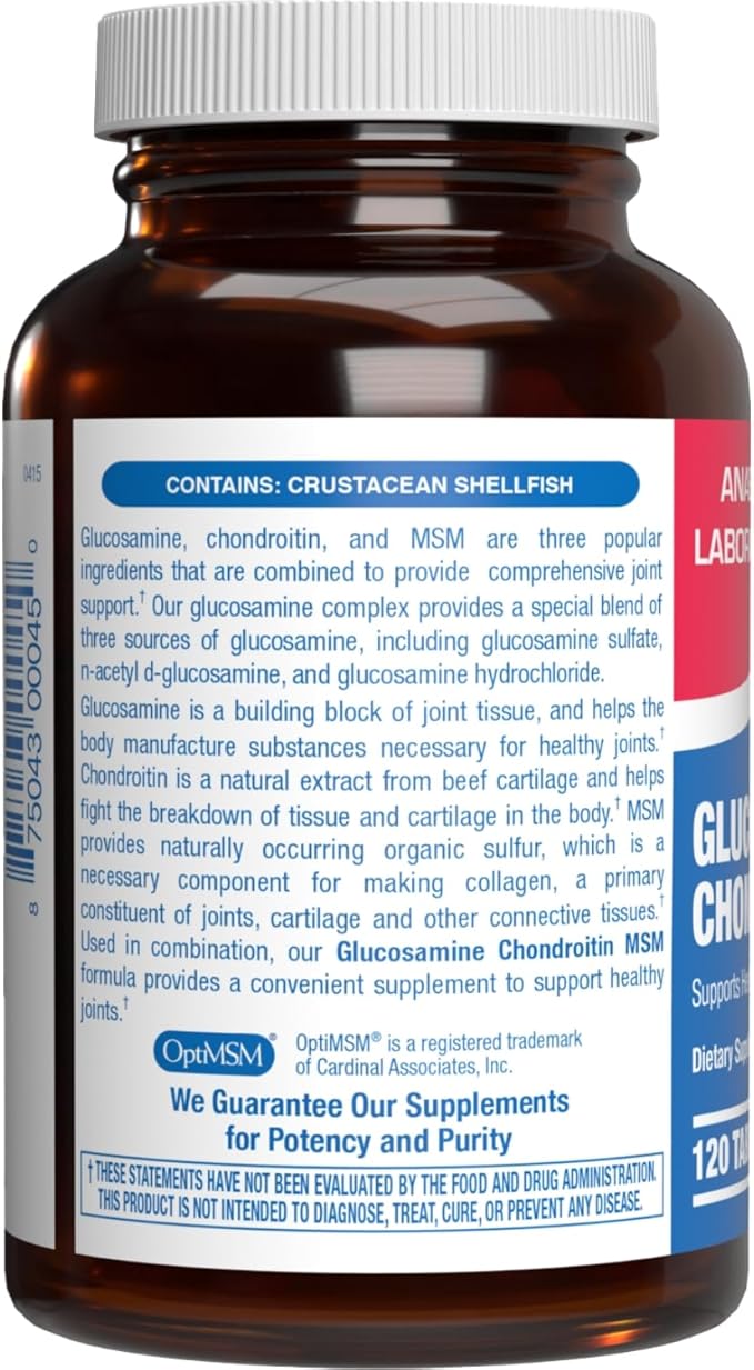 High Absorption Glucosamine Chondroitin MSM - Clinical Formula Bone Joint Tendon and Ligament Supplement with MSM Glucosamine Chondroitin - Non-GMO Gluten Free & Made in The USA - 120 Servings