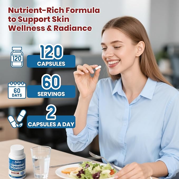 Liposomal Glutathione, Reduced Setria L-Glutathione, with Trans-Resveratrol & Milk Thistle, Liposomal Delivery for Daily Nutritional Support, Liver Wellness & Skin Health - 120 Capsules