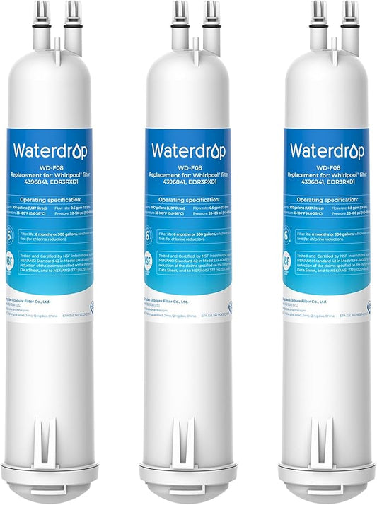 Waterdrop EDR3RXD1 Replacement for Everydrop® Filter 3, 4396841, 4396710, Kenmore® 46-9083, 46-9030, WD-F08 Refrigerator Water Filter, 3 Filters