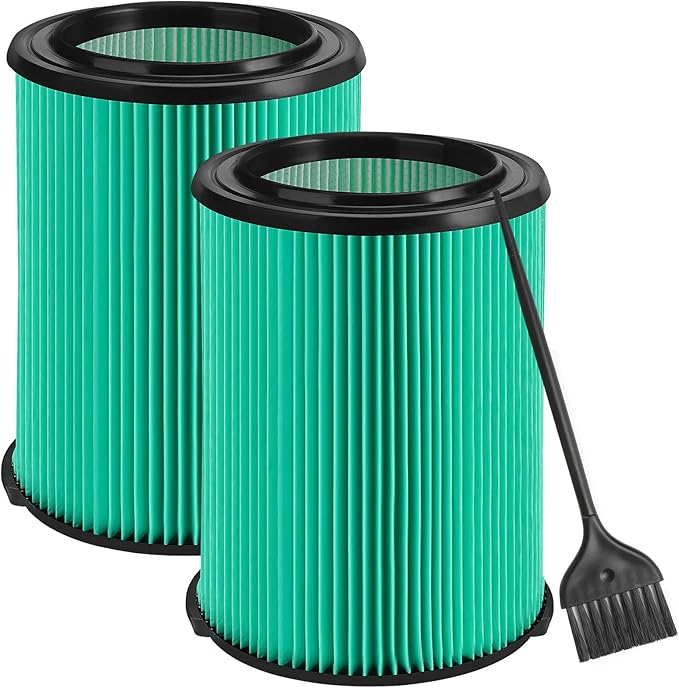 2-Pack VF6000 Filter Compatible with Ridgid Shop Vac,Compatible with Ridgid 5-20 Gallon Wet/Dry Vacuums,5-Layer Pleated Paper Vacuum Filter Replacement