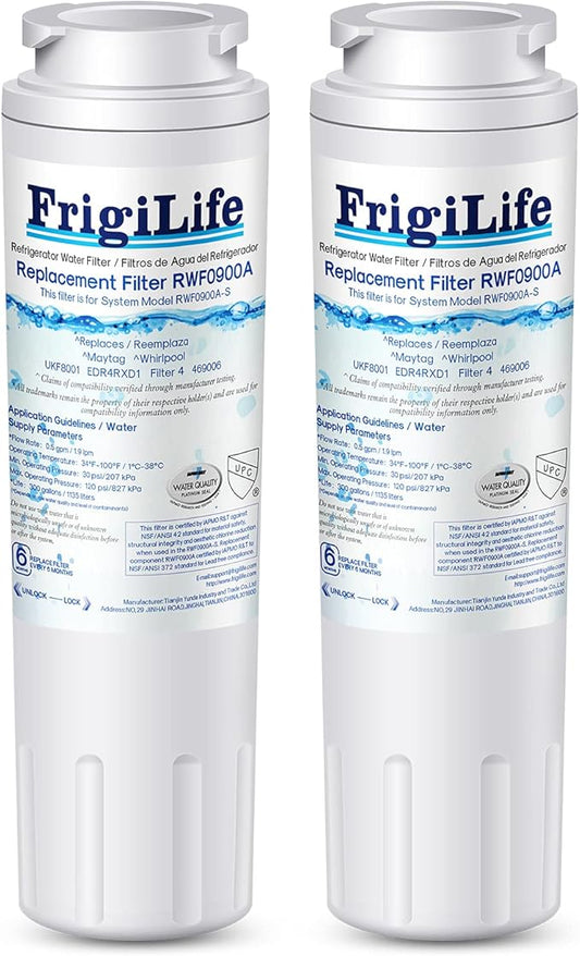 UKF8001 Replacement for EveryDrop Filter 4, Everydrop EDR4RXD1, Maytag UKF8001AXX-200, UKF8001P, Whirlpool 4396395, 469006, FMM-2 MPF15090 WF-UKF8001, SGF-M9 Refrigerator Water Filter, 2PACK
