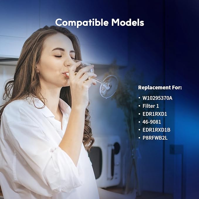 BELVITA Plus NSF/ANSI 53 Certified Water Filter Compatible with W10295370A, EDR1RXD1, WHR1RXD1, KAD1RXD1, Filter 1, W10295370, P4RFWB, P8RFWB2L, 46-9930, 46-9081 Refrigerator Water Filter, 3 Pack