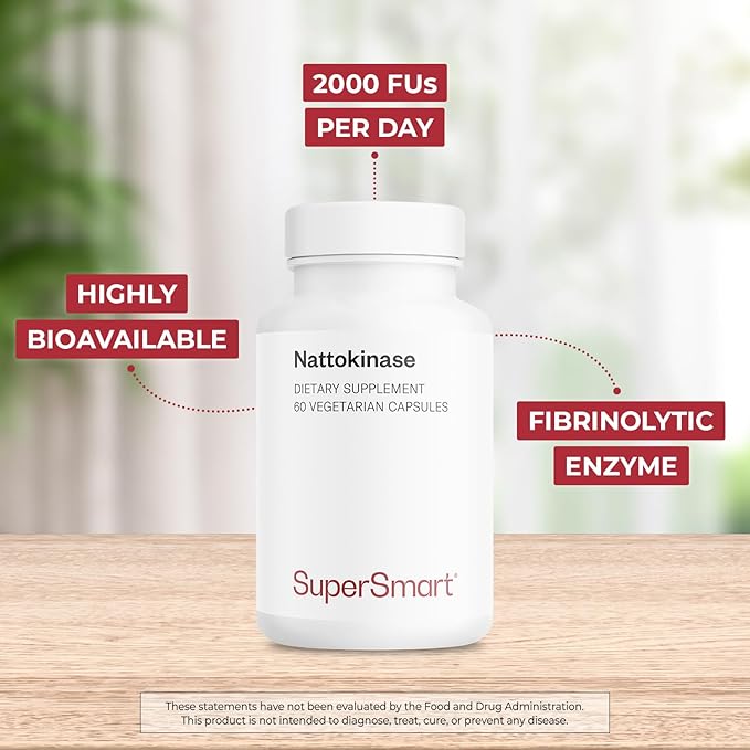 Supersmart - Nattokinase 2600FU or 200mg per Day (Highly Bioavailable) - Japanese Natto Extract - Enhanced with Vitamin E - Fibrinolytic Enzyme | Gluten Free - 60 Softgels
