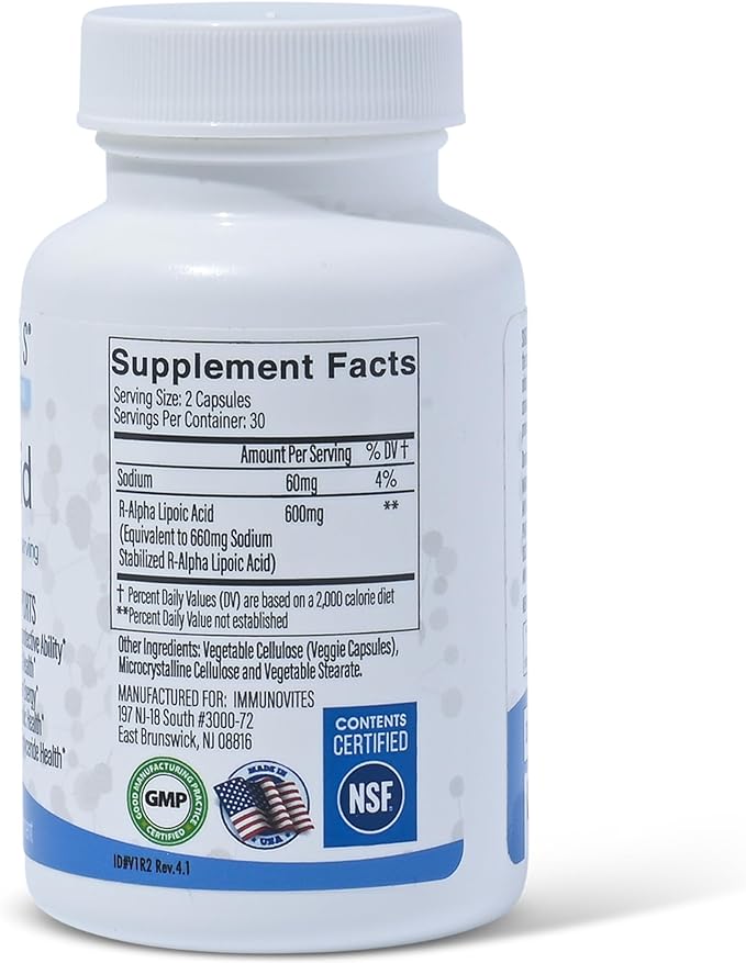 3-Pack Stabilized R-Alpha Lipoic Acid ((True)) 600mg per Serving [[High Potency & up to 40x Increased Absorption]] (Na R-ALA) (Na R-LA) (Na R-Lipoate) (3 Bottles)