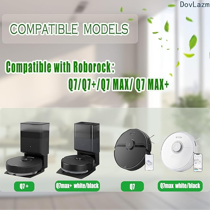 21 Pcs Q7 Max Replacement Parts，for Roborock Q7 / Q7+ / Q7 Max / Q7 Max+ Vacuum Cleaner Accessories Kit, 1 Main Brush, 4 Filter, 4 Mop Pad, 6 Side Brush，6 Vacuum Bag