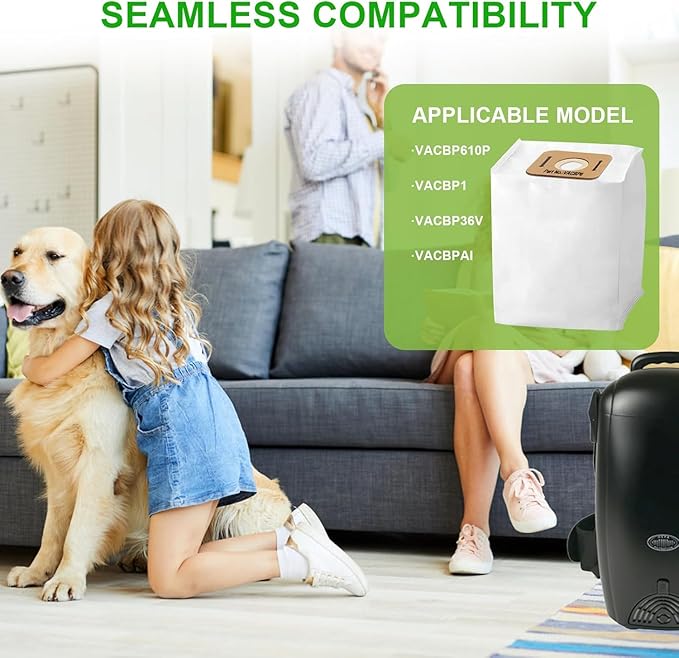 10 Pack Replacement VACBP6 HEPA Filter Bags for Atrix Ergo 8 Quart Backpack Vacuum, Replace Part VACBPAI VACBP1 VACBP36V Backpack Vacuum Bags