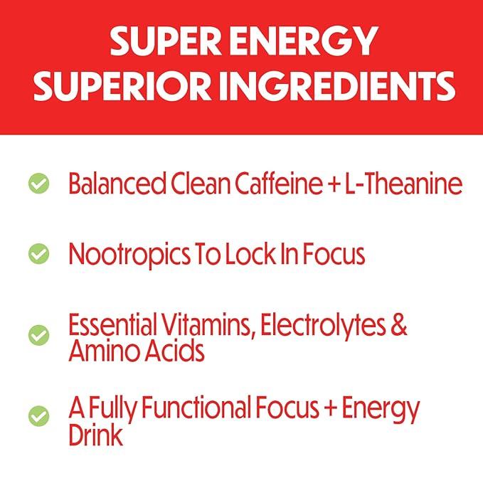 Forgge Healthy Energy Drink Powder Mix - Clean Caffeine + B12, B6, C & D Vitamins - Sugar Free Energy Drink Powder with Electrolytes, Amino Acids, Antioxidants, Lions Mane - Vegan, Keto-Friendly - 30 SVG, Fruit Punch