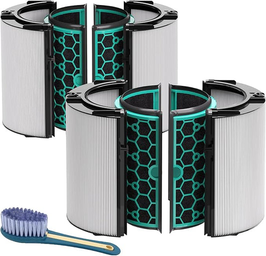 Leemone 2 Pack TP04 HP04 DP04 Filter Replacement Compatible with Dyson TP04 HP04 DP04 TP05 DP05 Air Purifier, 360° Combi Glass Filter & Activated Carbon Filter, Black
