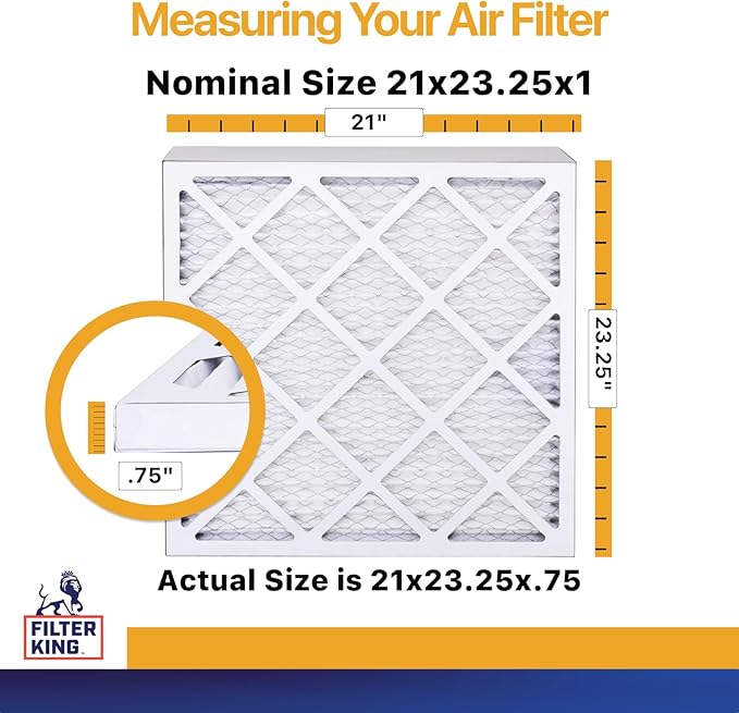 Filter King 21x23.25x1 Air Filter | 12-PACK | MERV 13 HVAC Pleated A/C Furnace Filters | MADE IN USA | Actual Size: 21 x 23.25 x .75"