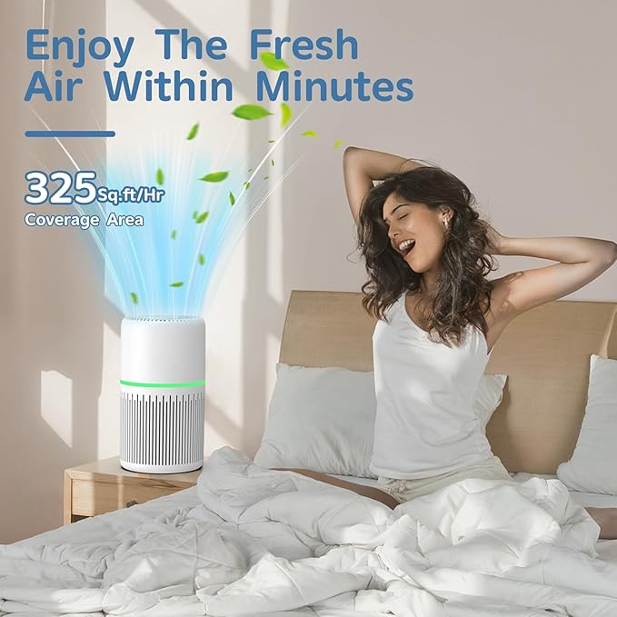 Air Purifiers for Home Bedroom Up to 1300 Ft²,FRESHDEW H13 True Fliter Air Purifier Cleaner with 360° Air Inlet RGB Lights,13dB Air Purifier for Pet Hair,Allergies,Dust,Smoke Wirldfire Pollen