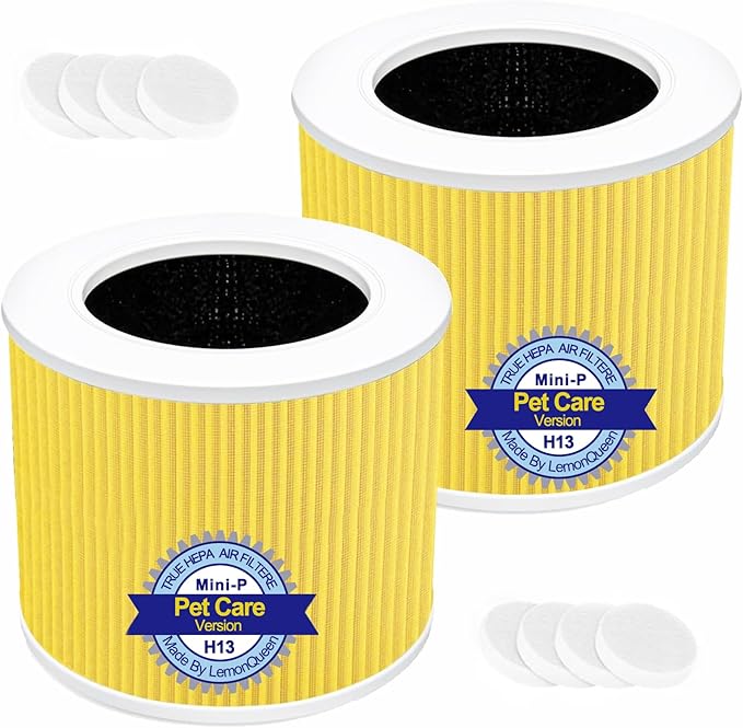 Core Mini Replacement Filter for LEVOIT Core Mini Air Purifier,Core Mini-P,3-in-1 Pet Care High Efficiency H13 HEPA Filter, Mini-RF Filter with Activated Carbon,Replace Part #Core Mini-RF,Yellow