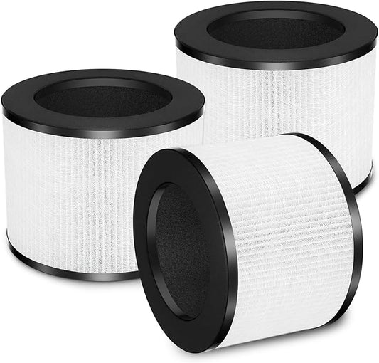 TZ-K1 Replacement Filter Compatible with ToLife TZ-K1 Filter, with FreAire KN6391, with Aroeve MK01 MK06 MG01JH Filter, 3-in-1 H13 HEPA Filter 360° Rotating, Activated Carbon and Pre-filter, 3 Pack