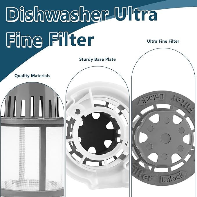 WD49X24057 Dishwasher Ultra Fine Filter Kit Compatible with GE Hotpoint, Fine Filter Replace WD12X10416, WD12X20107 WD12X21676 WD12X21976 WD12X23736 GDT550PYR7FS DDT595SBL5TS GDT655SMJ2ES