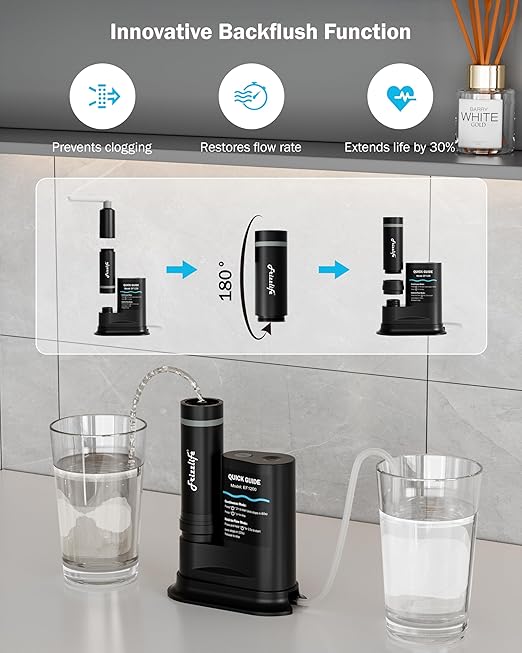 Frizzlife Electric Water Filter Camping, 0.01μm Ultrafiltration Portable Water Filter, Rechargeable Water Purifier for Camping, Survival, Backpacking, Hiking & Emergency, EF1200