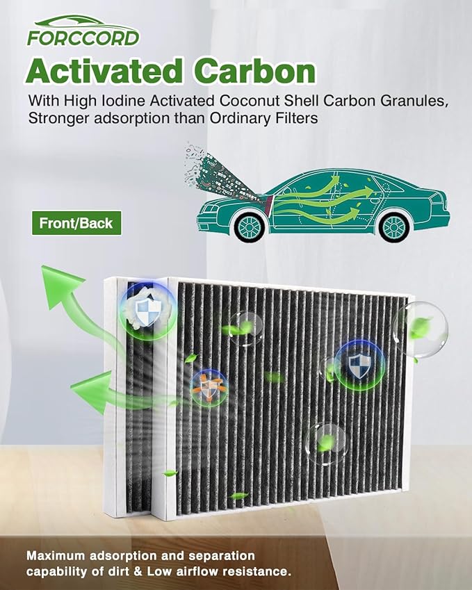 2-Pack Cabin Air Filter Fits for BMW X5 X6 X7 (2019-2025 2026); 530I 540I 530E (17-23), 740I 750I 750Li xDrive (16-22) Activated Carbon Cabin Filter Replacement 64115A1BDB6 Car Accessories
