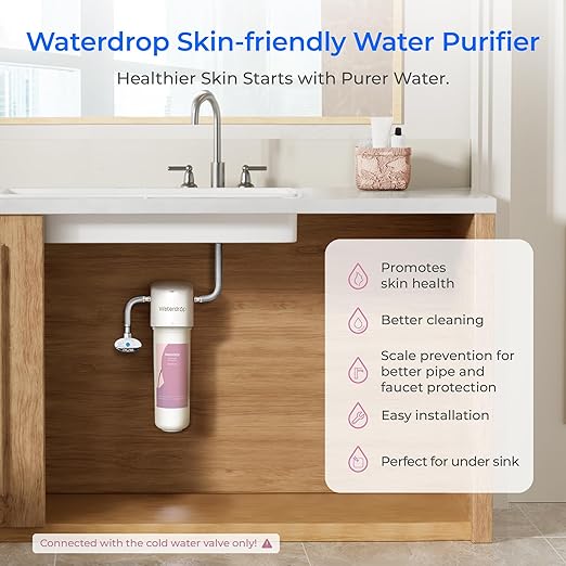 Waterdrop Water Filter for Bathroom for Face Care, Reduces Chlorine, Scale in Water, Reduces Skin Redness and Irritation, 4-Stage Filtration, WD-BFU2, for Cold Water Supply Only