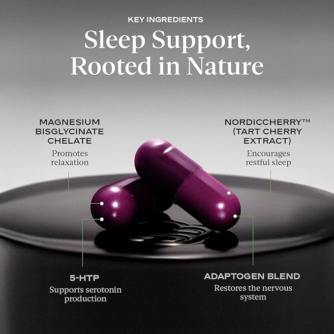 SAKARA Night Service Sleep Support Capsules – Natural Sleep Aid with Magnesium Glycinate, GABA & 5-HTP for Calming, Deep Rest, Better Sleep & Muscle Relaxation – Non-Habit Forming– 60 Capsules