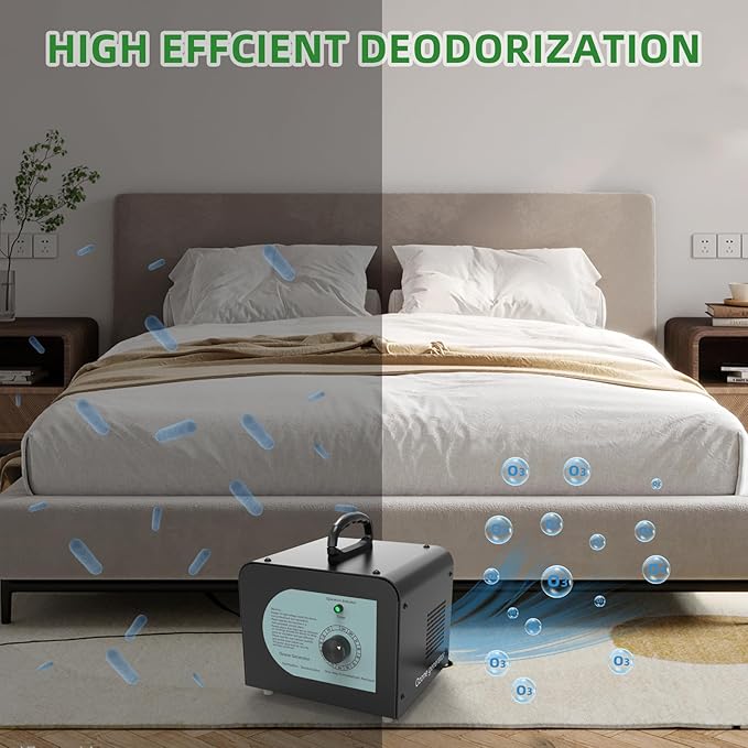 Ozone Generator Odor Eliminator 80000mg/H-High Capacity Ozone Machine Odor Removal for Large Spaces (9000 Sq. Ft)-Portable O3 Ionizer Air Purifier for Cars Homes Hotels Kitchens Pet Room