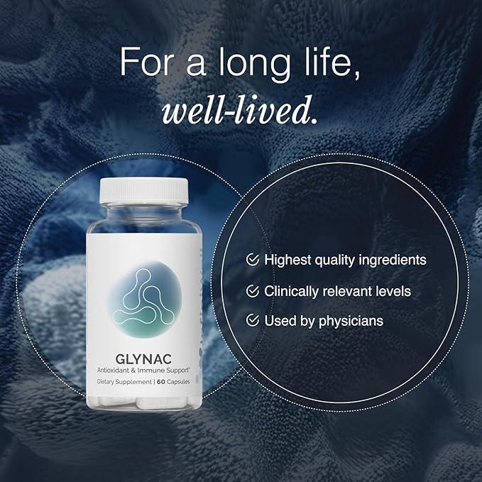InfiniWell GLYNAC - Glycine & N-Acetyl Cysteine (NAC) Supplement - Promote Antioxidant Support, Cellular Health, Detoxification & Longevity Through Glutathione Synthesis (60 Capsules)