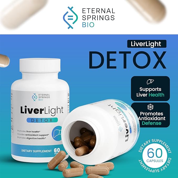 LiverLight Detox - Herbal Supplement, 60 Capsules - Turmeric, Milk Thistle, Plant-Based, Gluten-Free, Dairy-Free, Soy-Free, Nut-Free, Detoxify Support