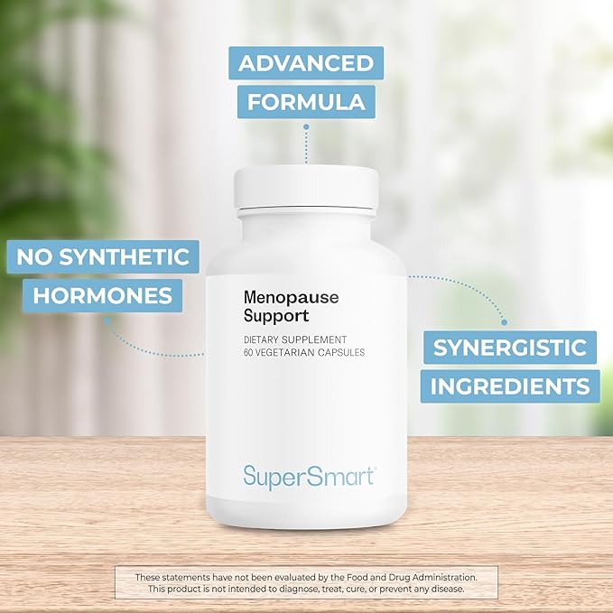 Supersmart Menopause Support (Advanced Formula) - with Black Cohosh, FenuSmart Fenugreek, Magnesium, Vitamin D3 & B6 - Menopause Supplement for Women | Non-GMO & Gluten-Free - 60 Vegetarian Capsules