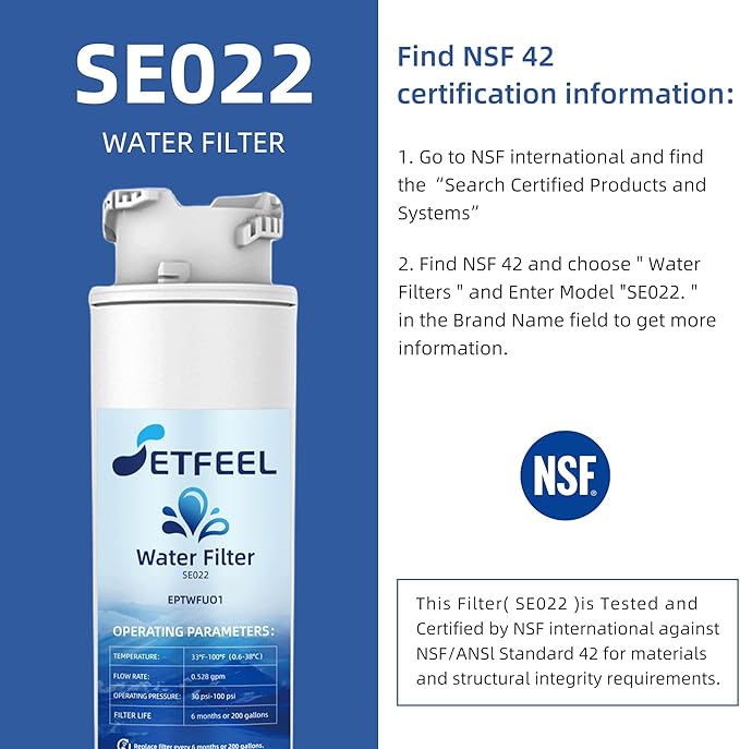 EPTWFU01 Water Filter Replacement for Frigi-daire, Compatible with Frigi-daire Gallery Pure-Source ultra II, PureSource ultra 2, EWF02, EPTWFU01, eptwfuo1, 3 Packs SETFEEL