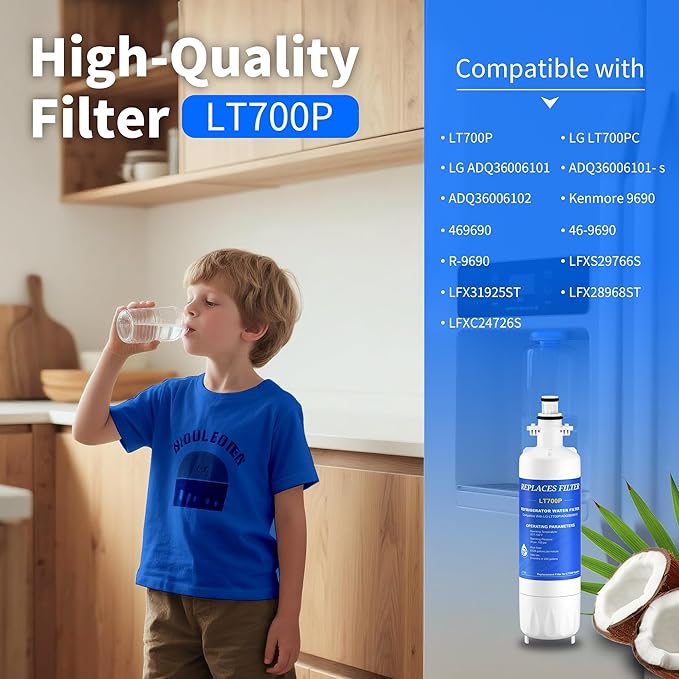Water Filter Compatible with LG LT700P, LT700PC, ADQ36006101, ADQ36006101-s, Kenmore 9690, 469690, LFXS29766S, 2 Pack, By CHOPLO