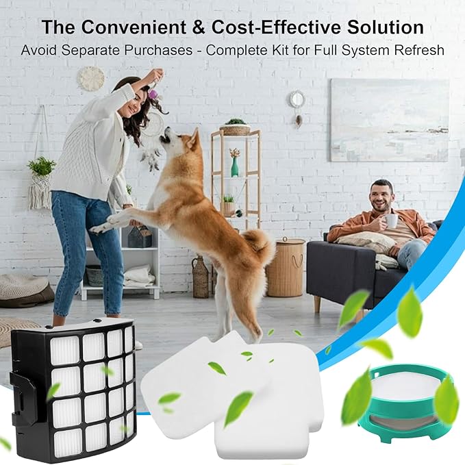 Complete AZ3002 Filters for Shark AZ3002 AZ3000 Stratos DuoClean PowerFins Upright Vacuum: 2 HEPA Filters, 4 Foam & Felt Filters, 4 Odor Neutralizer Cartridges, Shark Stratos Filter Replacements