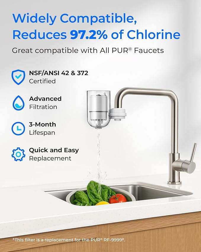 Waterdrop RF3375 NSF Certified Water Filter, Replacement for Pur® PUR® PLUS RF3375 (RF33752V2) Faucet Water Filter (Pack of 3),Model No.: WD-C08B