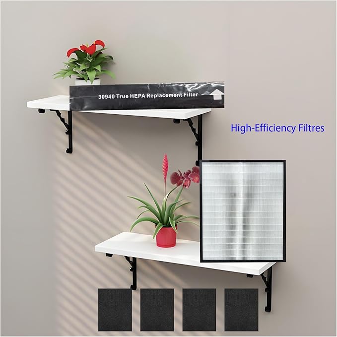 30940 Filter Replacement for Hunter 30940 Air Purifier, Models: 30210/30214/30215/30216/30225/30244/30245/30260/30398/30400/30401/30402/30525/36260/36395/37225, 1 Filter + 4 Prefilter