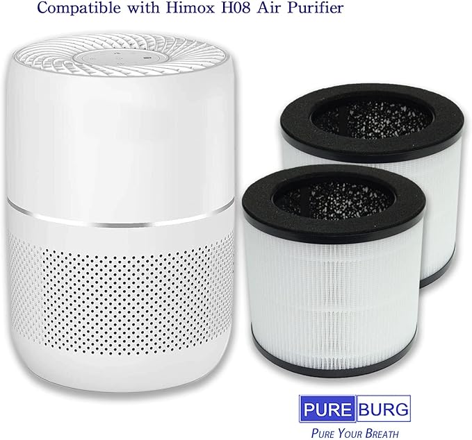 PUREBURG Replacement Filter Compatible with Himox H08 H08P Air Purifiers,2-Pack H13 HEPA 4-Stage Filtration Activated Carbon 2-in-1 Air Clean Dust VOCs
