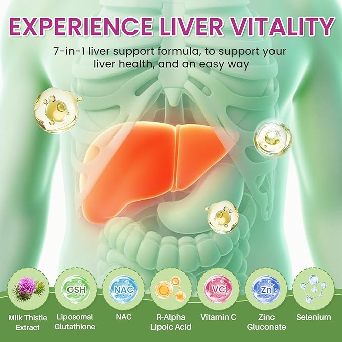 Liver Cleanse Detox & Repair Liver Support Milk Thistle Drops with Glutathione, NAC, ALA, Vitamin C, Zinc & Selenium for Liver Cleanse & Defense, Immune & Skin Support - Strawberry Flavor, 2 Fl Oz