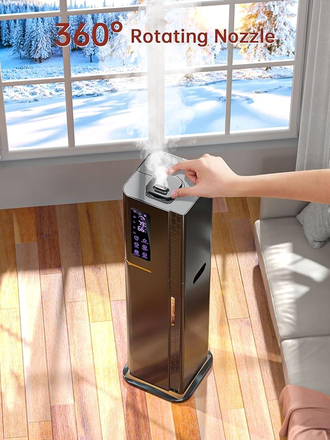 2.64Gal Humidifiers for Bedroom Large Room, Warm and Cool Mist up to 500ft², Top Fill Diffuser Ambient Light, 3 Mist Modes, 24H Timer, 35dB Quiet Humidifier for Home Office Plants