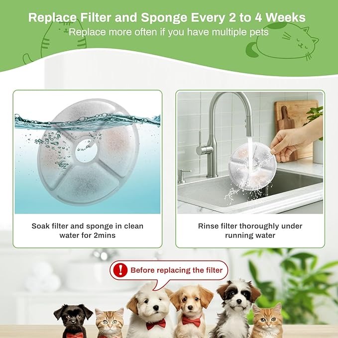 12 Pack Cat Water Fountain Filters, GISOFIK Pet Water Fountain Filters, Triple Filtration Replacement Filters for Most 3L and 2L Flower Cat Drinking Water Fountains(5.5 inch Diameter)