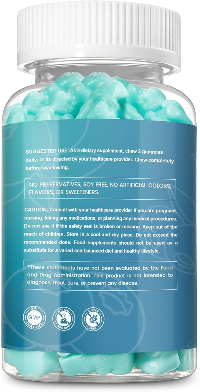 Magnesium Glycinate Gummies 500mg Sleep for Men & Women Vitamin C, Vegan Promotes Relaxation Muscle, Chewable Magnesium, No Melatonin, Non GMO, Natural Blueberry Flavor, 60 Count
