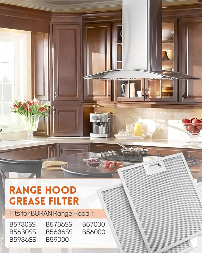 2 Pack Range Hood Filter Fit for Broan B5 Series, 9x10.25 Inch 5-Layer Stainless Steel Mesh Hood Vent Grease Filter, 230x260mm, Replacement S97018029, 1932913