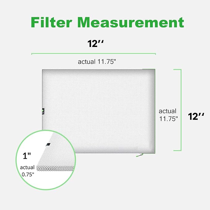 12x12x1 Air filter, Washable and Reusable Air Filter 12x12x1 for AC HVAC Furnace, MERV 8 Air Filters Machine Washable & Dryer Friendly, AC Furnace Air Filter