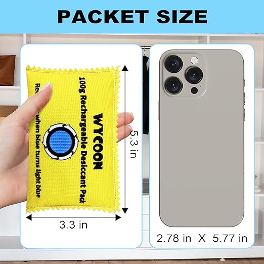 100g Rechargeable Desiccant Pack of 5, Moisture absorbers Bag, Desiccant Dehumidifier bag, Dehumidifier for Home Closets,Gun Safe, and Cars