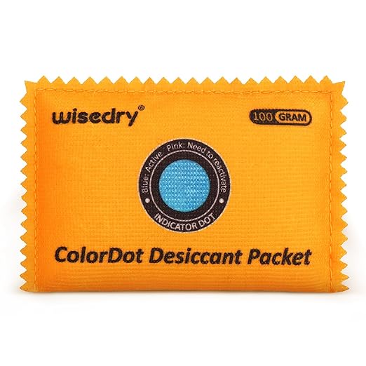 wisedry 100g Rechargeable Color-Indicating Desiccant Packs for Storage, Reusable Silica Gel Desiccant Packets, Moisture Absorbing Packs for Storage Bins, Safes, 3D Filaments, Closet, Electronics