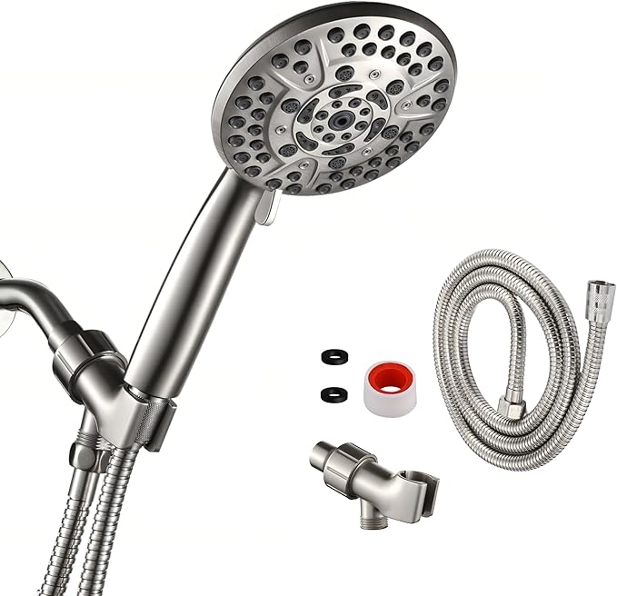 10 Spray Shower Head with Handheld,High Pressure shower heads with Handheld Spray Combo,Hand Held Shower Head with 60 Inch Long Hose (Brushed Nickel)