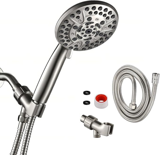 10 Spray Shower Head with Handheld,High Pressure shower heads with Handheld Spray Combo,Hand Held Shower Head with 60 Inch Long Hose (Brushed Nickel)