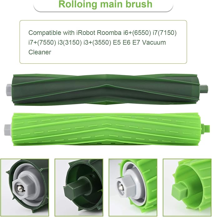 26 Pack Replacement Parts for iRobot Roomba j7(7150) j7+ (7550) i3(3150) i3+(3550) i4 i6 i6+(6550) i7(7150) i7+(7550) i8 i8+ Robot,2 sets Roller Brushes,8 Filters,8 Side Brushes,8 Dust bags