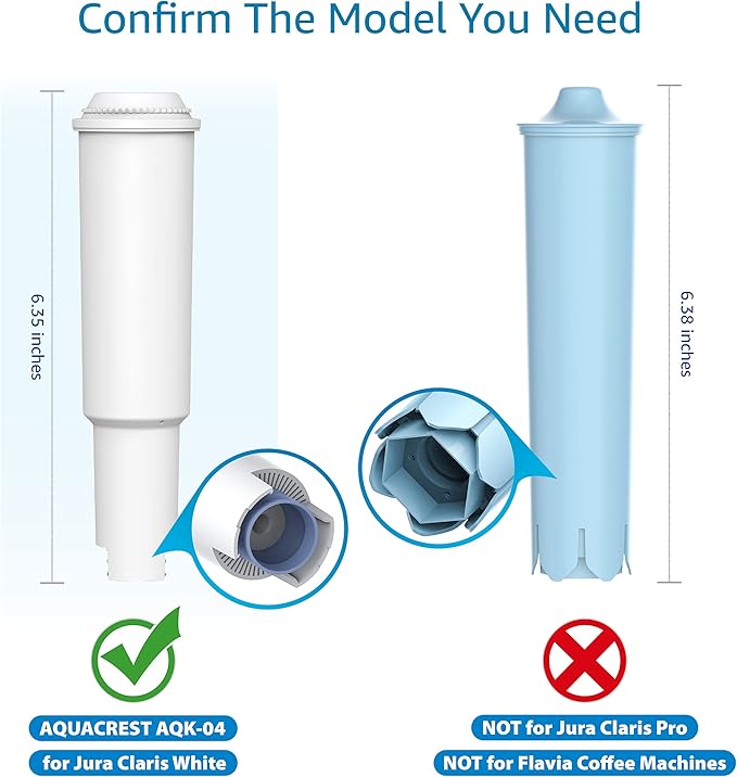 AQUA CREST Coffee Machine Water Filter, Replacement for Jura® Clearyl White, 64553, 7520, 60209, 68739, 62911 - Including Various Models of Nespresso®, Impressa®, TÜV SÜD Certified, 6 Packs