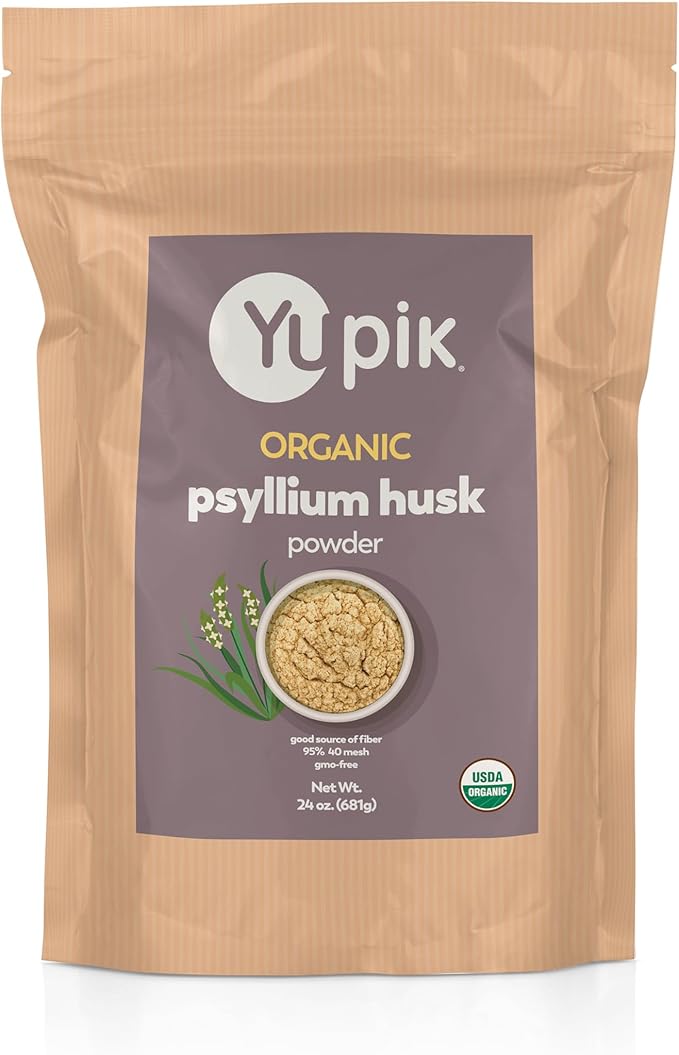 Yupik Organic Psyllium Husk Powder 24 Oz, 95% Purity, USDA Certified, Non-GMO, Vegan, Gluten-Free, Unflavored, Plant-Based, Coarse Milled Husk, Source of Fiber for Baking & Digestive Health