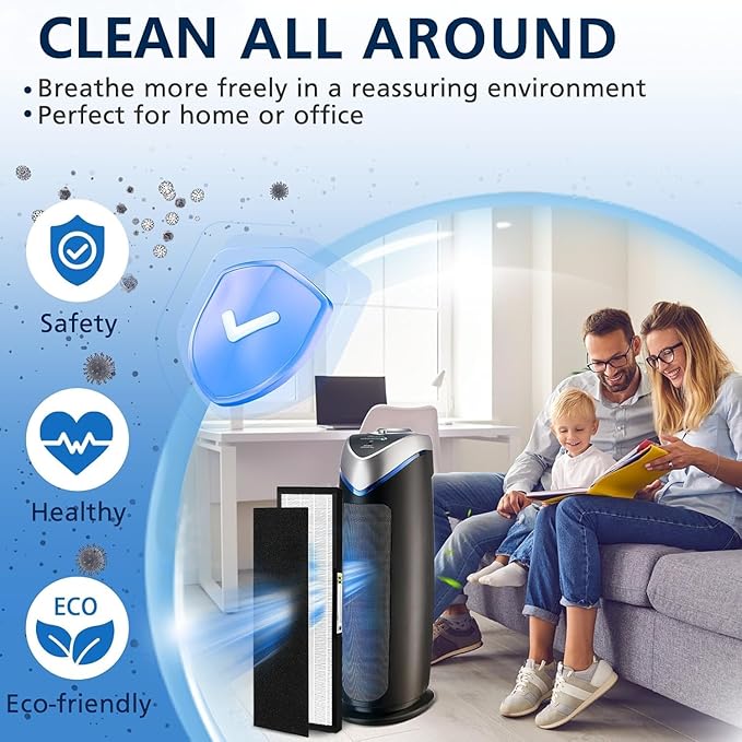 FLT4825 HEPA Filter B Replacement Compatible with G-guardian Air Purifier Models AC4825 AC4300 AC4800 AC4850PT AC4900CA AC4820 AP2200CA with 8 Activated Carbon Pre-Filters