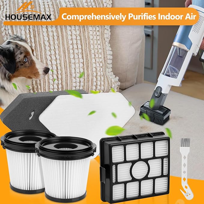 HOUSEMAX BU3521 HEPA Filter Replacement Kit，Compatible with Shark BU3120 BU3521 BU3523 Cordless Stick Vacuum,Compare to XFBU3000, XPRFIW1000