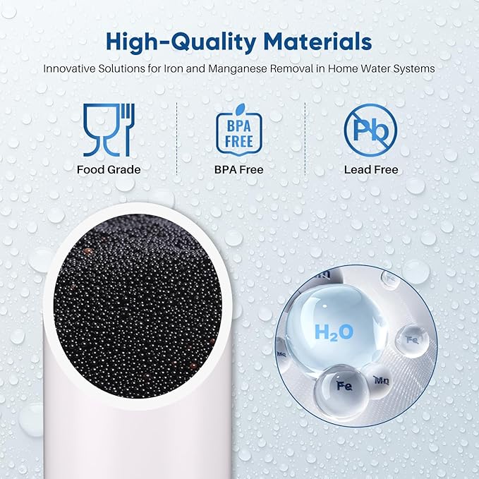 PUREPLUS 5 Micron 10" x 4.5" Whole House Iron & Manganese Reduce Water Filter Replacement for FM15B, WD-WF10F, RFFE10-BB, RFN10BB-SZ, 10-Inch, Pack of 1