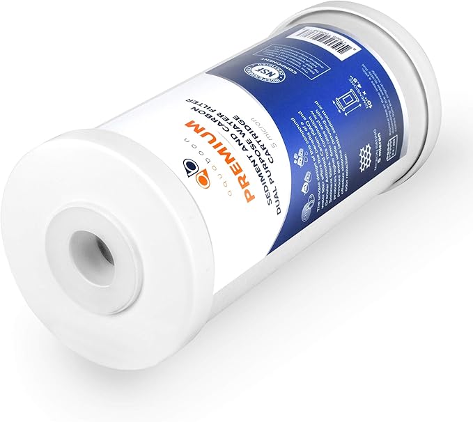 Aquaboon 5 Micron 10 x 4.5 Whole House Water Filter Replacement Cartridge, Superior High-Capacity Whole House Carbon And Sediment Water Filter Compatible With FXHTC, GXWH35F, WHKF-GD25BB (2 Pack)