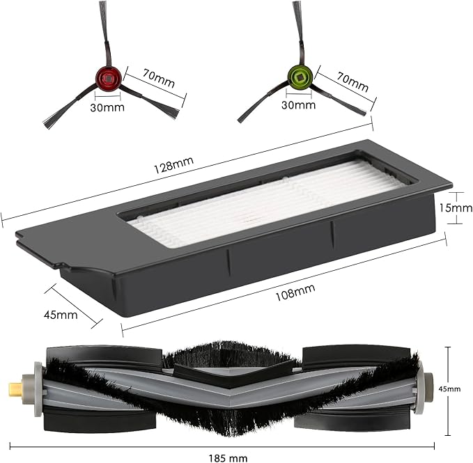 (10 Pieces) X1 Omni Replacement Parts Compatible With ECOVACS DEEBOT DEEBOT X1 OMNI, X1 PRO OMNI, T10 OMNI Robot Vacuum Accessories Kit, 1 Roller Brush, 3 HEPA Filters, 6 Side Brushes